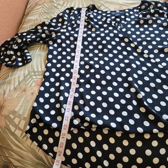 3/$25 INC International Concepts Polka Dot Blouse Black White XL Ruffle Sleeve - Picture 8 of 10
